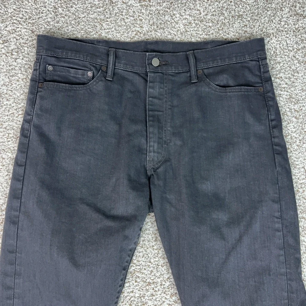 Levis 513 Jeans Mens 38x34 Gray Slim Straight Stretch Denim Charcoal Wash Casual